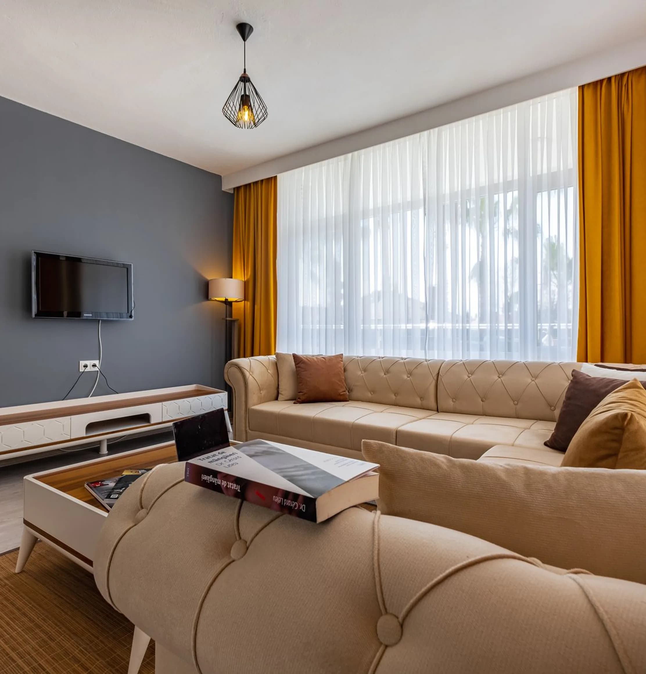 Salon lumineux d'un appartement à Genève